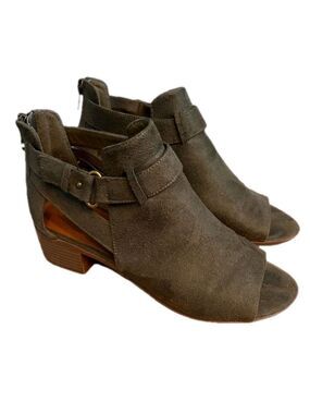 Grey/moss green peep toe cut out sandles size 7-7.5